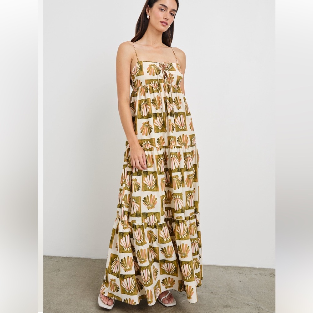 Rails Cream Maxi Dress with Olive and Blush Shell Print